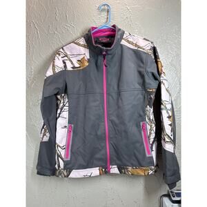 Yukon Gear Womens Windproof Softshell Fleece Lined Jacket Mossy Oak Print Medium